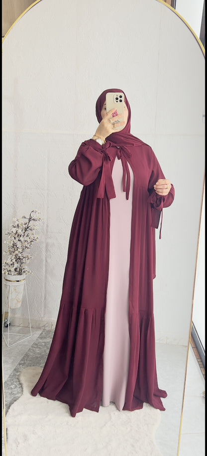 طقم عباية فخم بثلاث قطع – أناقة راقية في كل لون